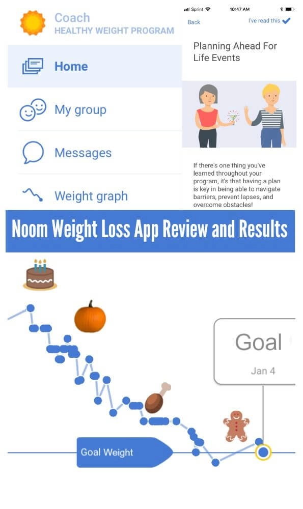 Noom health en weight dieet app weergave