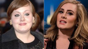 Zangeres Adele is veel afgevallen in vergelijkingsfoto