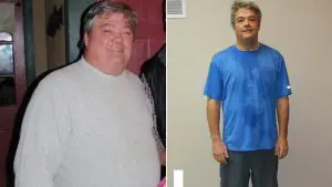 vergelijkingsfoto van een man die veel gewicht heeft verloren
