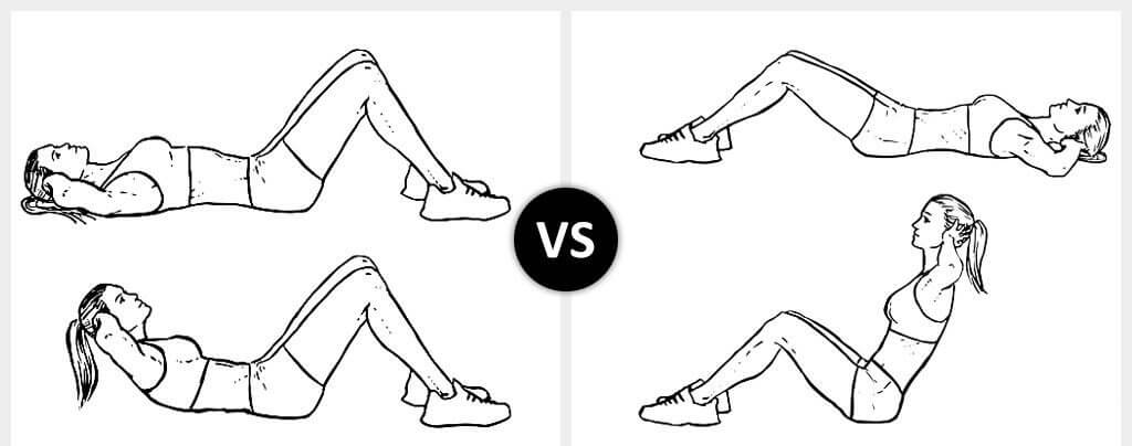 crunches versus sit ups oefening