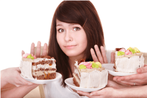 Vrouw zegt nee tegen stukken taart