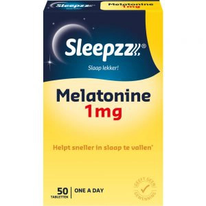etiket van melatonine 1 mg van het merk Sleepzz