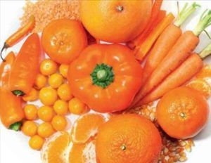 voedingsmiddelen met een oranje kleur