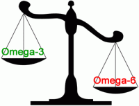 verhouding omega-3 vetzuren en omega-6 vetzuren op weegschaal 